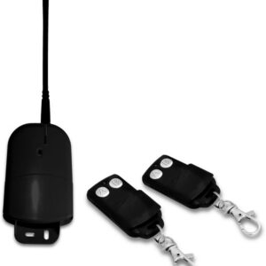 Kit Ricevente Radio 2 Canali Codice Fisso 433,92 + 2 Telecomandi Da Esterno